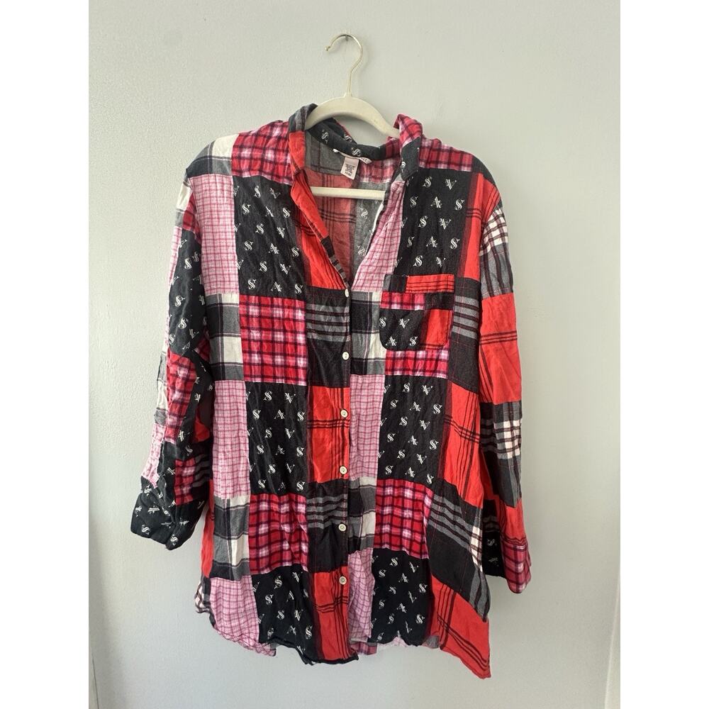 VICTORIAS SECRET DREAMER PATCHWORK FLANNEL NIGHTSHIRT SIZE Small PJS